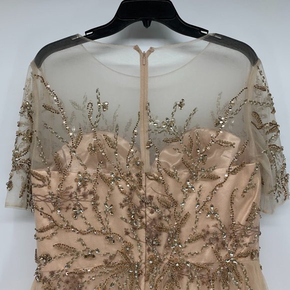 Mac Duggal Dress 79317 Champagne Embellished Illusion Gown NWT - Picture 12 of 16